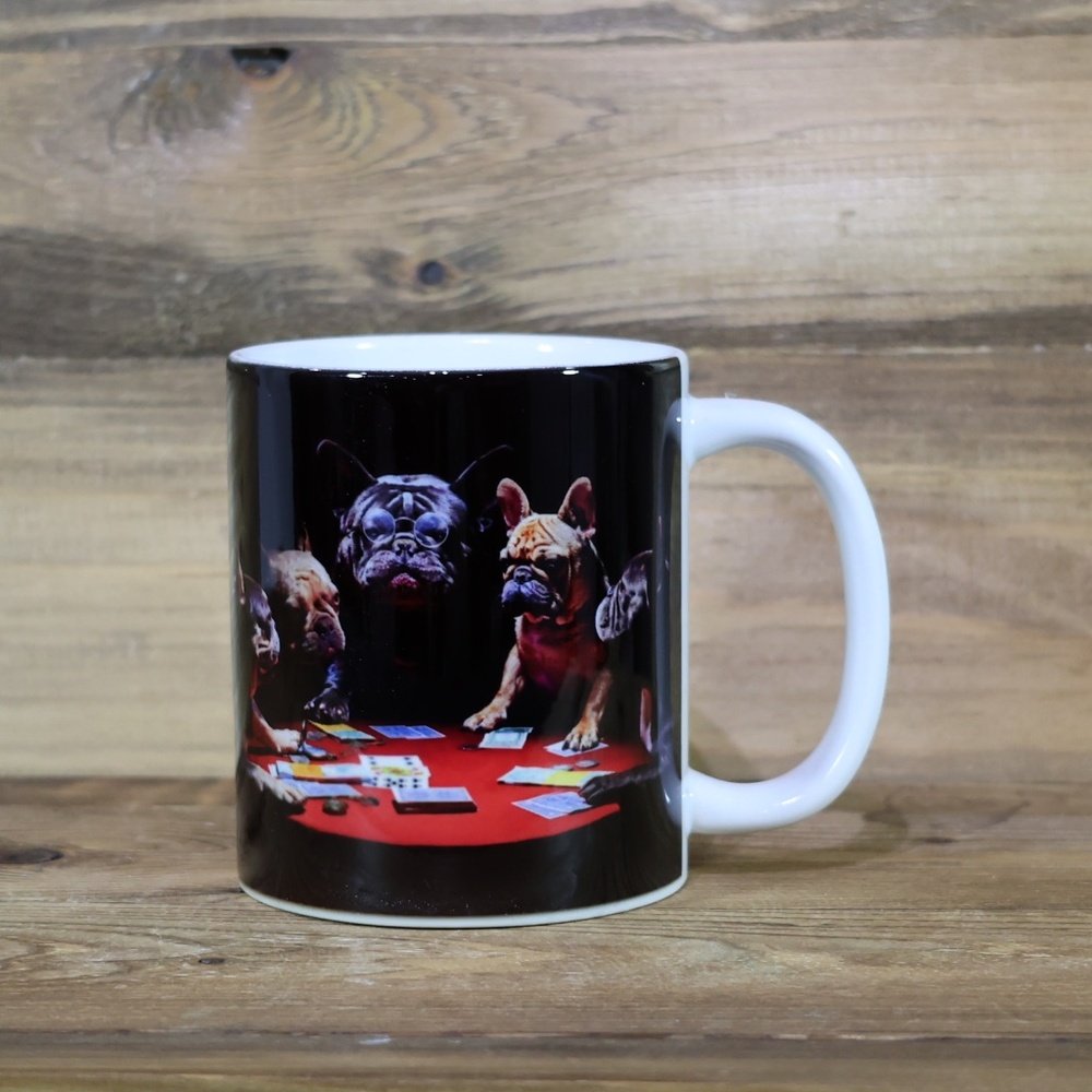 DOG  French Bulldogs Playing Cards Play Poker Funny Coffee Mug 11 Oz.